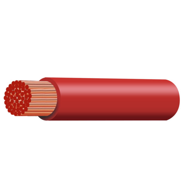 BATTERY CABLE 7.71MM RED FLEX ABC111203 - R 60V 74 AMP RATED MAX @ 30 DEG C RESISTANCE 2.4 OHMS/KM @ 20 DEG C ABC111203-R