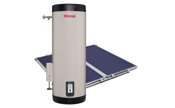 RINNAI SOLAR HOT WATER SYSTEM - SPLIT ELECTRIC 315L S/S WITH BOTTOM ELEMENT AND 2 X EXCELSIOR PANELS (SS315H2BEX-BTM)