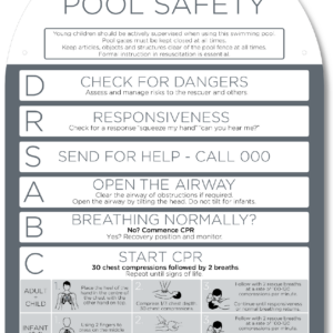 Pool Cpr Sign Arch - Slate Incl Mounting Kit + Suction Cups