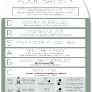 Pool Cpr Sign Arch - Eucalyptus Incl Mounting Kit + Suction Cups