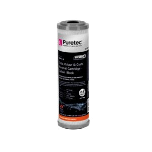 Puretec Cb Series 0.5 Micron - 10" X 2.5" Carbon Block Cartridge - Silver Impregnated & Heavy Metal Reduction