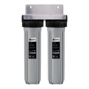 Whole House Filter System - 2 X 20" X 1 1/2" In & Out Complete With Bracket & Spanner Poly Pleated 5 Mic Sediment Dual Purpose 10 Mic Carbon Wu20-40r