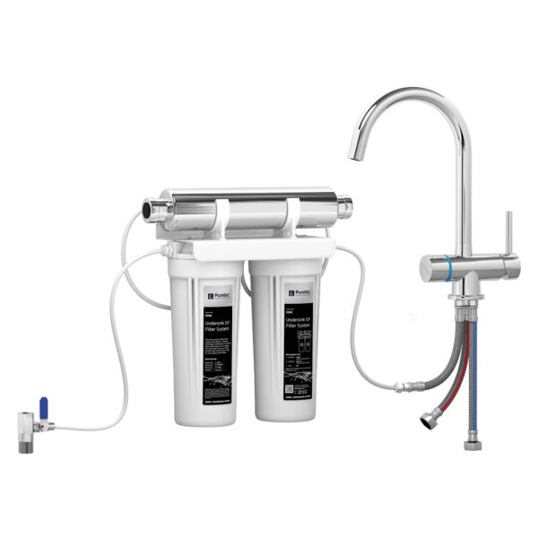 Puretec Ultra Violet Dual Under Sink System Mixer And Filter Pack W/tripla-t4 Mixer Esr2-t4