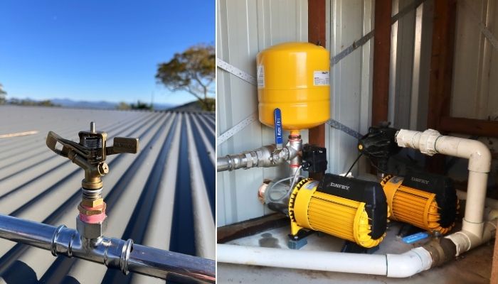 Protect your Property from Bushfire: The Power of Roof Sprinklers 2 Rainbow sprinkler and Davey pump